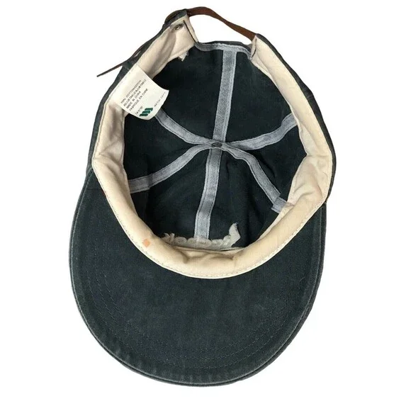 Vintage 90s Reebok Blue Wash British Union Jack Flag Leather Adjustable Hat - Picture 6 of 8